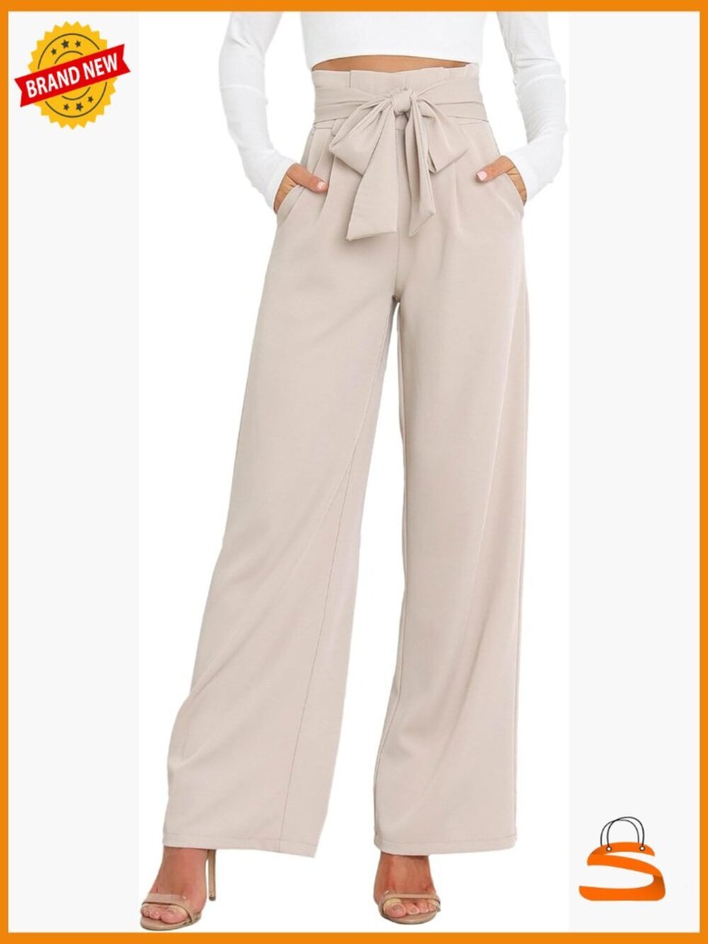 Wide Leg High Waisted Pleated Pants - Palazzo Style - Stretchy Lightweight